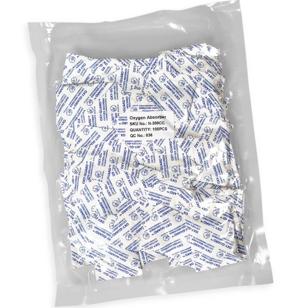 Oxy-Guard Oxygen Absorbing Packets 300cc Vacuum Sealed Pack Vacuum Sealed Pack of Oxy-Guard Oxygen Absorbing Packets 300cc