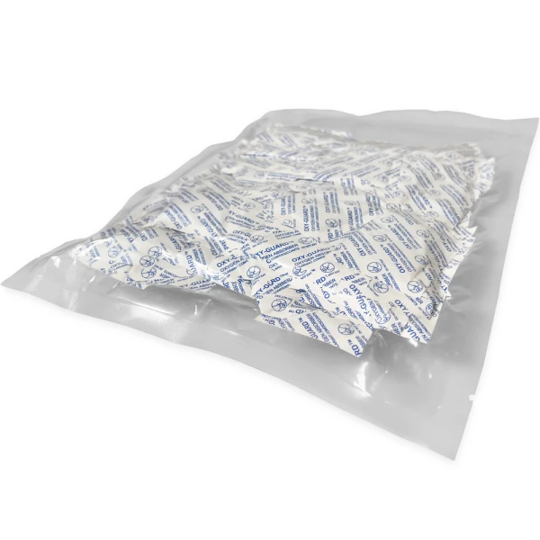 Oxy-Guard Oxygen Absorbing Packets 300cc Side View Side View of Oxy-Guard Oxygen Absorbing Packets 300cc Showing Vacuum Sealed
