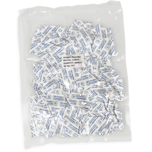 Oxy-Guard Oxygen Absorbing Packets 50cc Vacuum Sealed Pack Vacuum Sealed Pack of Oxy-Guard Oxygen Absorbing Packets 50cc