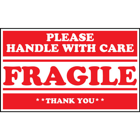 NEW QTY 5 ROLLS 250 PLEASE HANDLE WITH CARE FRAGILE SHIPPING STICKERS 3"x2" WO5 