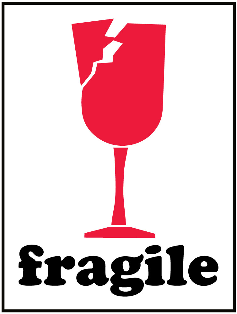 Fragile (broken wine glass) - International Safe Handling Label