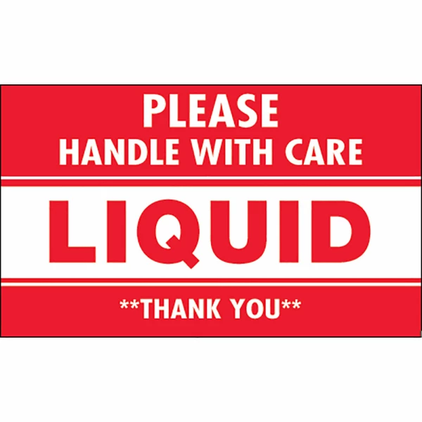 5x3 Liquid Please Handle With Care Labels