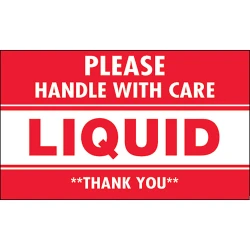 5" x 3" PLEASE HANDLE WITH CARE LIQUID **THANK YOU** Fragile Labels