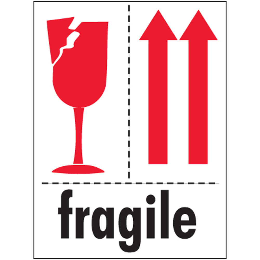Fragile, Glass, and Arrows Labels