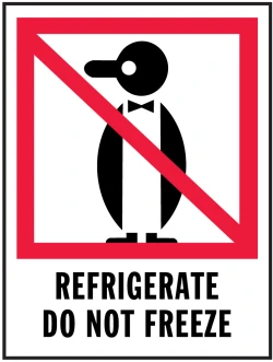 3" x 4" "REFRIGERATE DO NOT FREEZE" - International Safe Handling Label