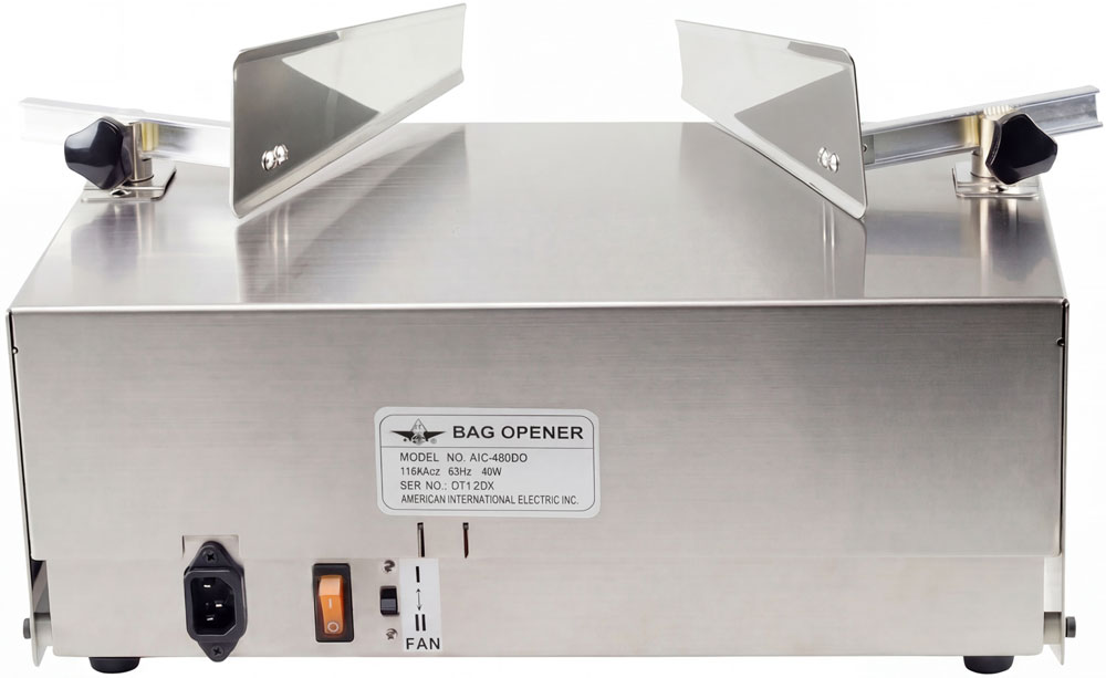 Back of 16in. Air Blower Poly Bag Opener for wicketed bags