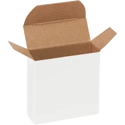 2 3/8" x 7/8" x 2 3/8" White Reverse Tuck Folding Cartons