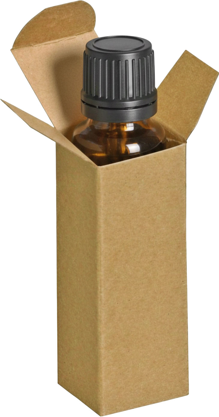 1 1/2 x 1 1/2 x 4 Kraft Revers with Amber Essential Oil Bottle