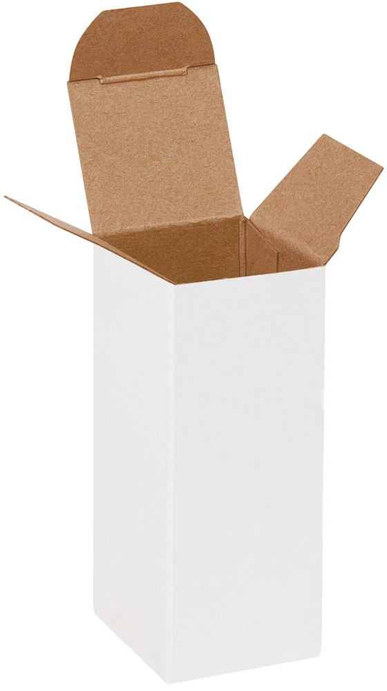 1 1/2 x 1 1/2 x 4 White Reverse Tuck Folding Cartons White Reverse Tuck Folding Mailers - 1 1/2 x 1 1/2 x 4