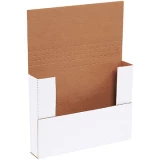 11 1/8 inch x 8 5/8 inch x 2 inch White Corrugated Bookfold Mailer - 1/2 inch, 1 inch, 1-1/2 inch