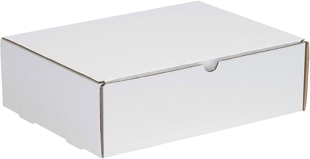 White 11 x 6.5 x 2.75 literature mailer Closed