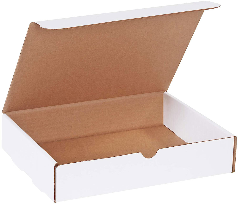 11 1/8 x 8 3/4 x 2 5/16  White Corrugated Literature Mailers