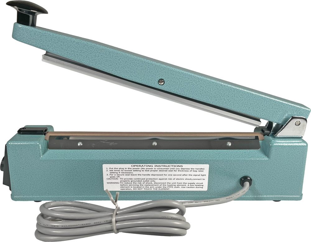 Back of 12 inch Impulse Hand Held Poly Bag Sealer