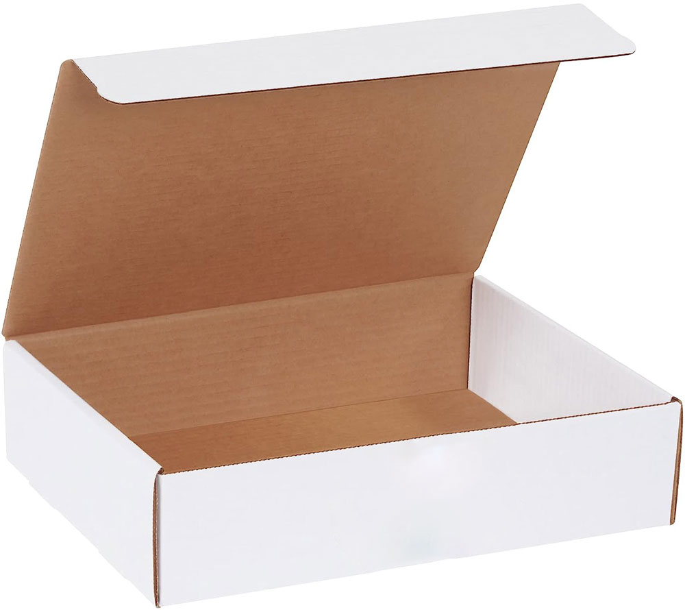 White 12.125x9.25xX corrugated literature mailer