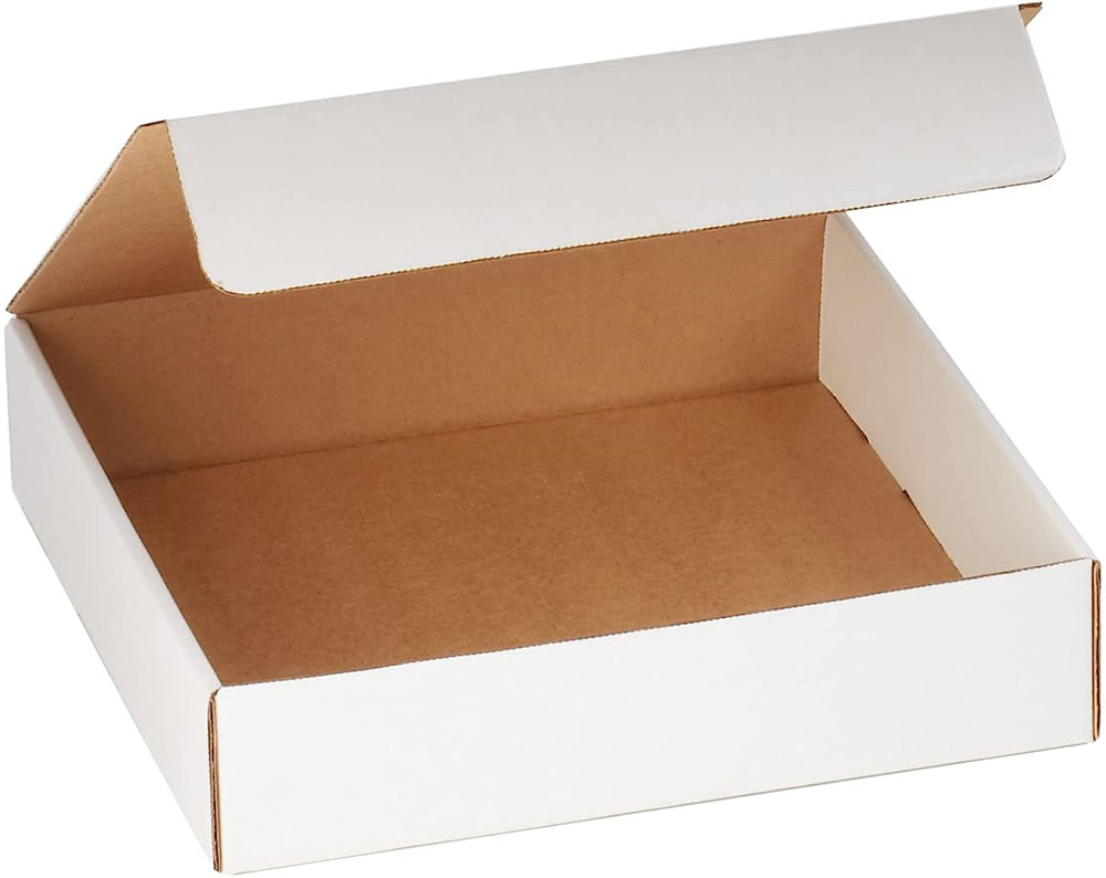 White 13x13x3 corrugated literature mailer