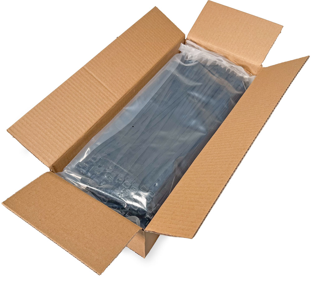 Case of 14 inch Nylon Black Cable Ties - 50 pound tensile Strength