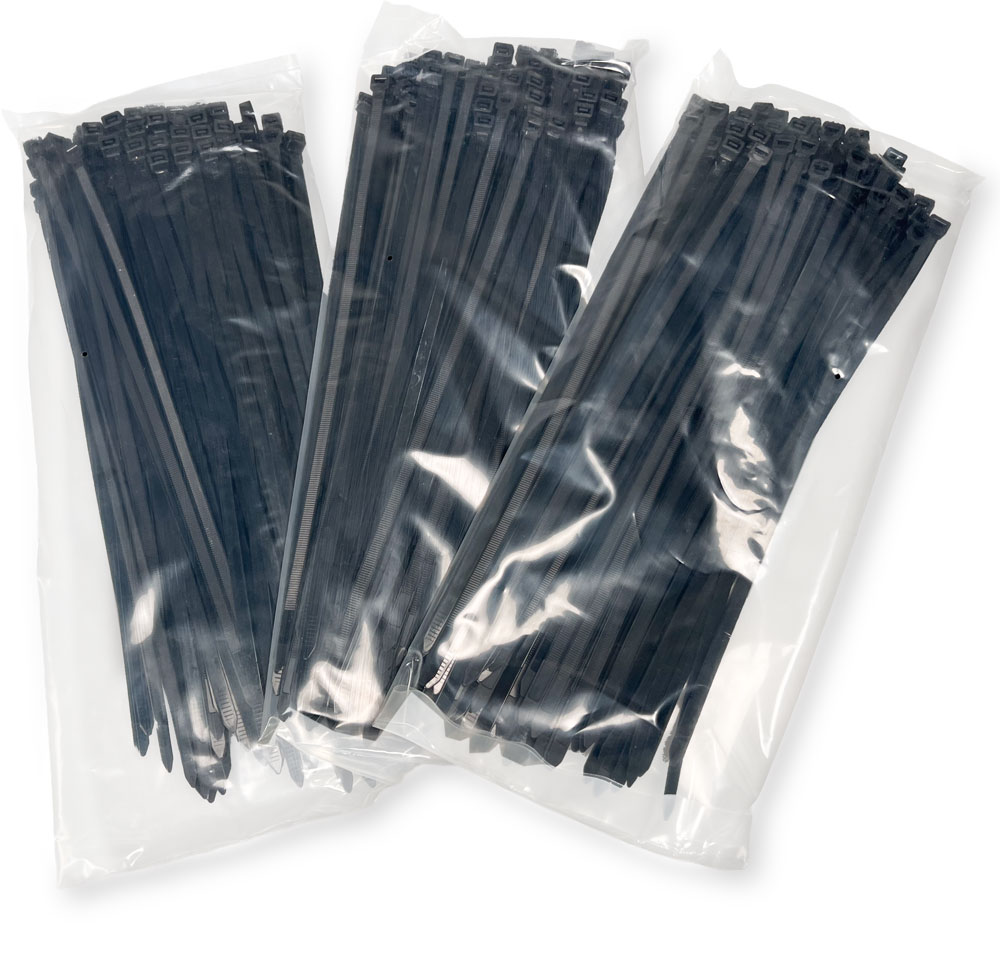 Inner Packs of 14 inch Nylon Black Cable Ties - 50 pound tensile Strength