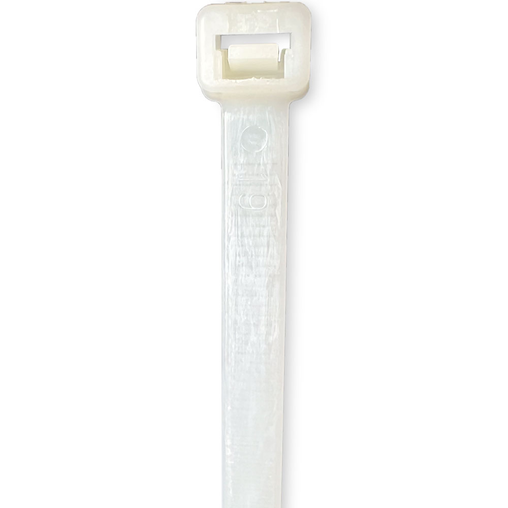 Head of 14 inch Nylon Clear Cable Ties - 50 pound tensile strength