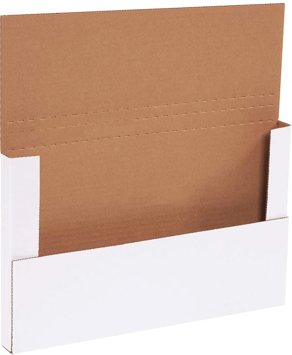 14 1/8 x 8 5/8 x 1 White Corrugated Bookfold 14 1/8 x 8 5/8 x 1 White Corrugated Bookfold
