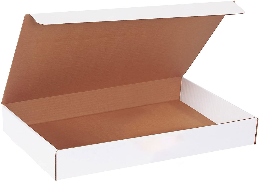 White 19x12x2.5 corrugated literature mailer