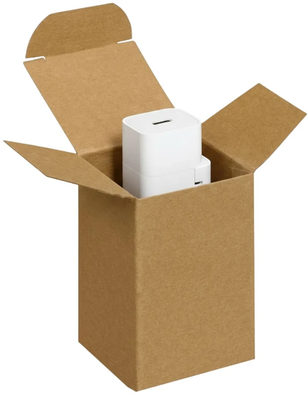 USBc Fast Charging GaN Inside of a 2 x 2 x 3 Kraft Reverse Tuck Folding Cartons