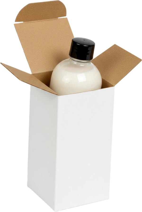 Lotion Bottle inside of a White Reverse Tuck Folding Mailers - 2 x 2 x 4