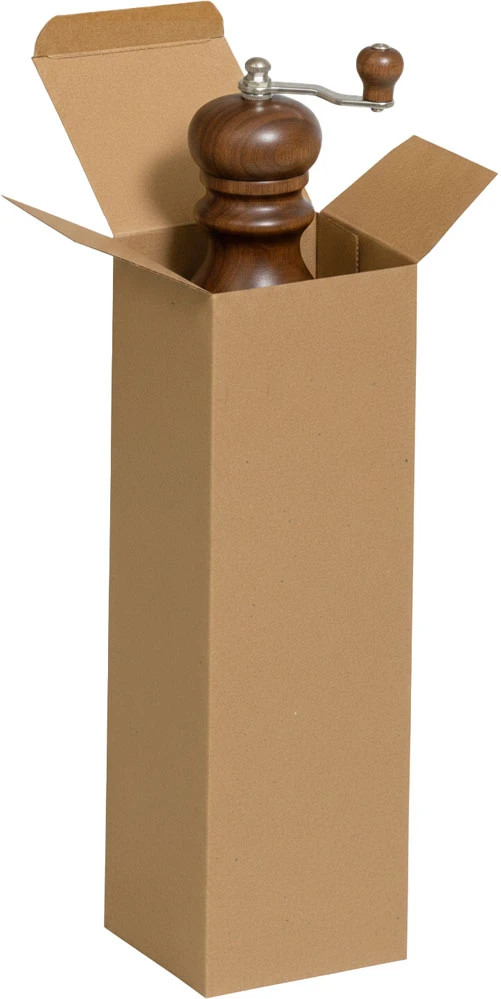 2 x 2 x 7 Kraft Reverse Tuck Folding Carton with Pepper Mill Pepper Mill in a 2 x 2 x 7 Kraft Reverse Tuck Folding Cartons