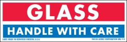 3" X 1" "GLASS - handle with care" Red, White and Blue Mailing Label