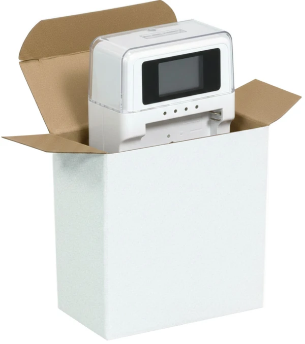 2 x 3 x 3 White Reverse Tuck Folding Cartons with a DSLR Battery Charger DSLR Battery Charger in a White Reverse Tuck Folding Mailers - 3 x 2 x 3
