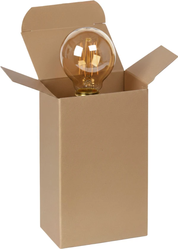 3 x 2 x 5 Kraft Reverse Tuck Folding Carton Protecting Vintage Edison Bulb Vintage Edison Bulb protected in a 3 x 2 x 5 Kraft Reverse Tuck Folding Cartons