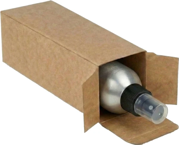 Aluminum Spray Bottle in a 3 x 3 x 10 Kraft Reverse Tuck Folding Cartons