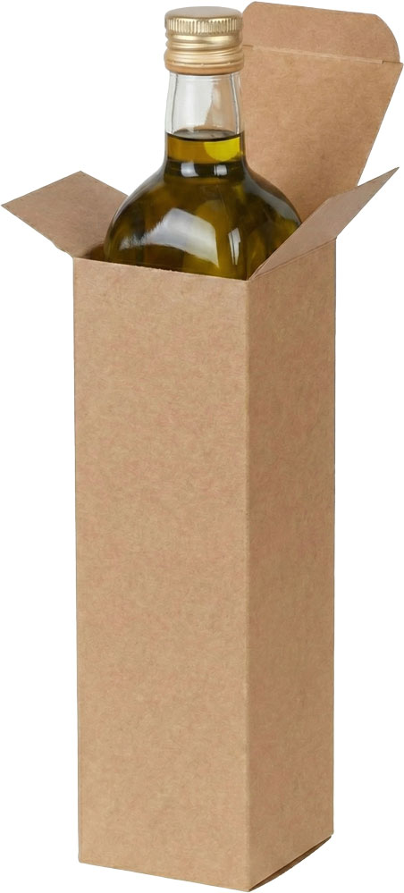 Marasca Style Glass Olive Oil Bottle in a 3 x 3 x 10 Kraft Reverse Tuck Folding Cartons