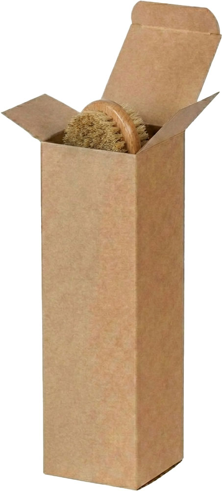 Wooden Body Brush in a 3 x 3 x 10 Kraft Reverse Tuck Folding Cartons