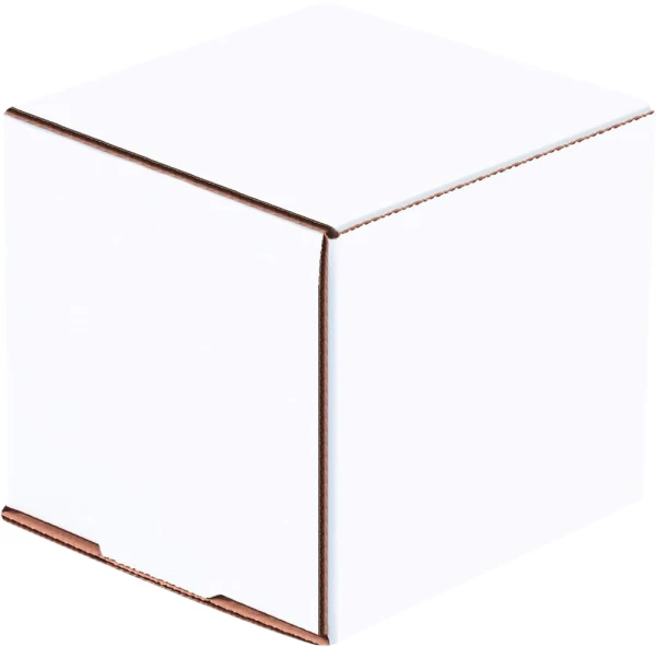3" x 3" x 3" White Corrugated Mailers Closed 3 x 3 x 3 White Cardboard Box Mailers Closed