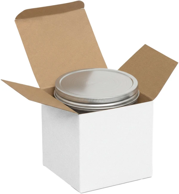 3 x 3 x 3 White Reverse Tuck Folding Cartons with Metal Tin Metal Tin In a White Reverse Tuck Folding Mailers - 3 x 3 x 3