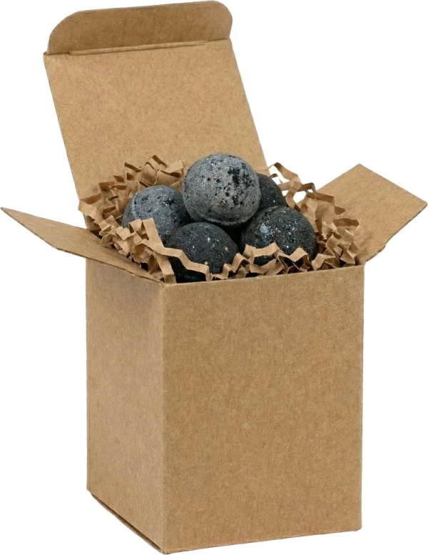 3 x 3 x 4 Kraft Reverse Tuck Folding Carton with Mini Bath Bombs Mini Bath Bombs In a 3 x 3 x 4 Kraft Reverse Tuck Folding Cartons