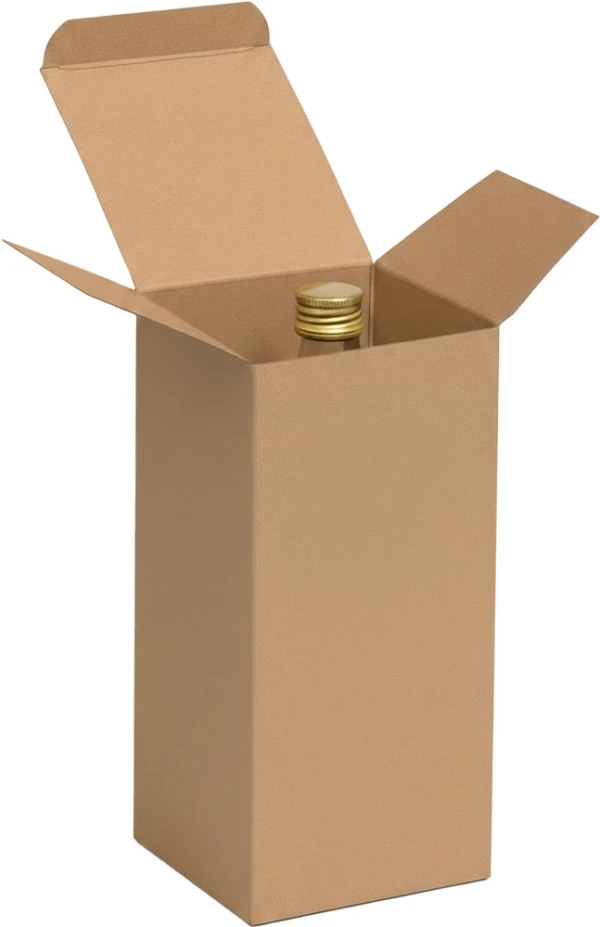 3 x 3 x 6 Kraft Reverse Tuck Folding Carton wiht a Marasca Glass Bottle Marasca Glass Bottle in a Kraft Reverse Tuck Folding Carton 3 x 3 x 6