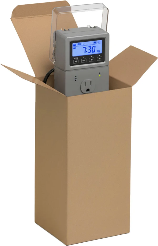 3 x 3 x 6 Kraft Reverse Tuck Folding Carton with an Outdoor Electronic Controller Outdoor Electronic Controller in a Kraft Reverse Tuck Folding Carton 3 x 3 x 6