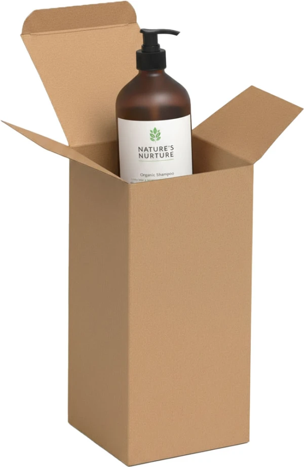 3 x 3 x 6 Kraft Reverse Tuck Folding Carton with Pump Bottle Pump Bottle in a Kraft Reverse Tuck Folding Carton 3 x 3 x 6