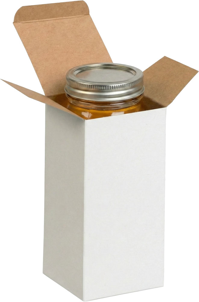 Mason Jar inside in a White Reverse Tuck Folding Mailers - 3 x 3 x 6
