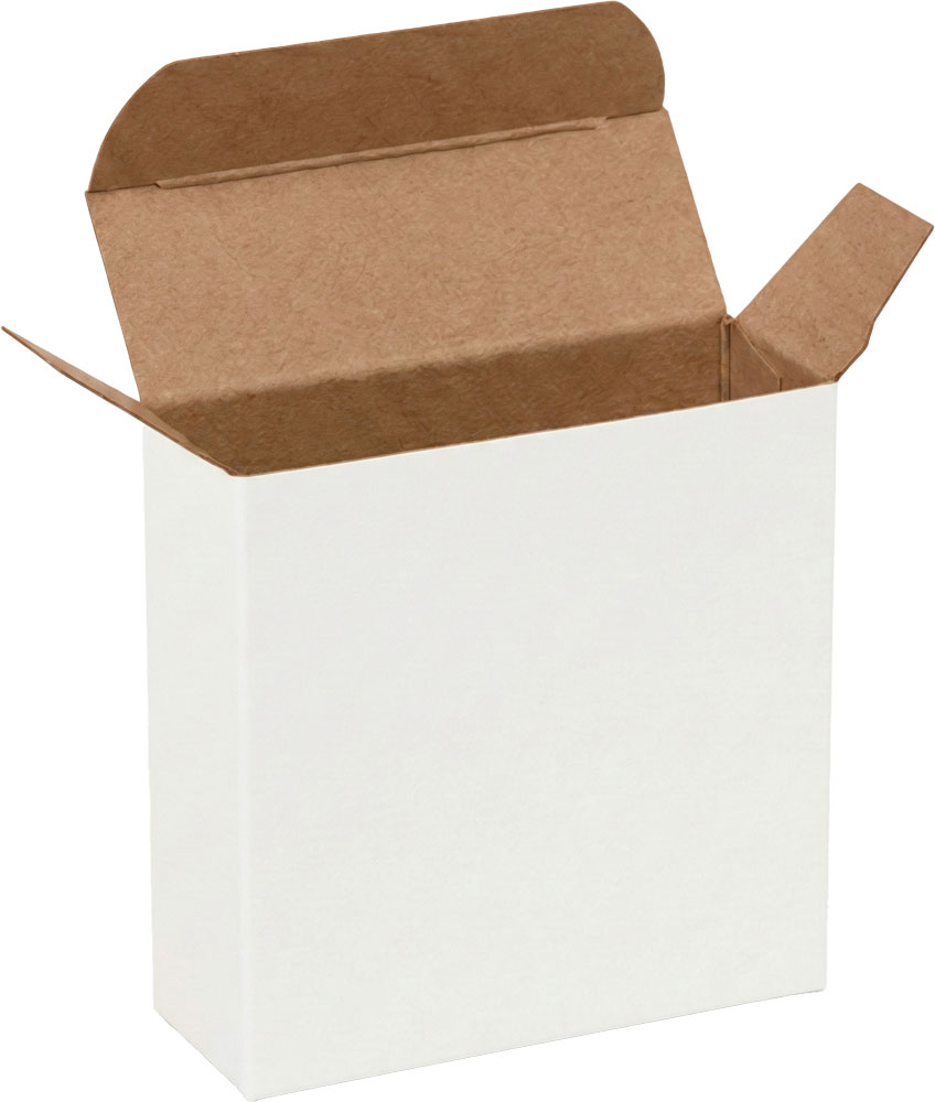 White Reverse Tuck Folding Cartons - 3 1/2 x 1 1/4 x 3 1/2