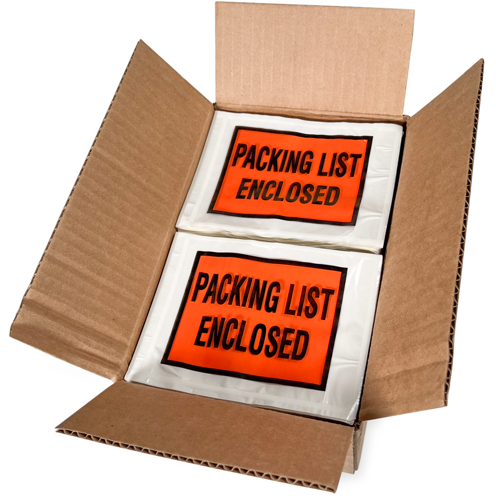 41/2" x 6" "PACKING LIST ENCLOSED" Side Loading Packing List Envelope