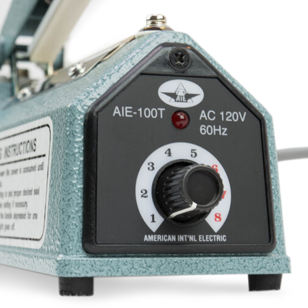 Close up of 4 Thermal Impulse Bag Sealer Adjustable Knob for Heat Seal Times