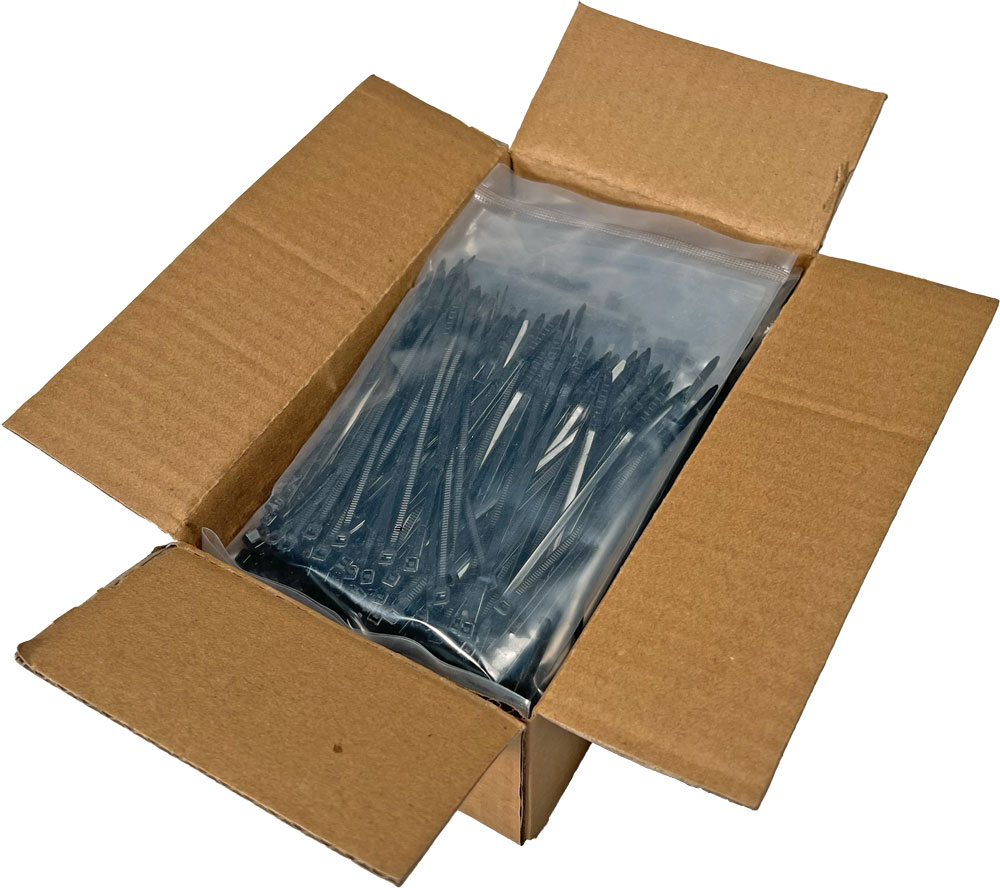 Case of 4 inch Nylon Black Zip Ties - 18 pound tensile strength