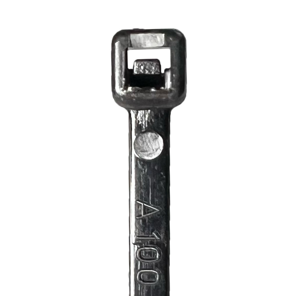 Hed of 4 inch Nylon Black Zip Ties - 18 pound tensile strength