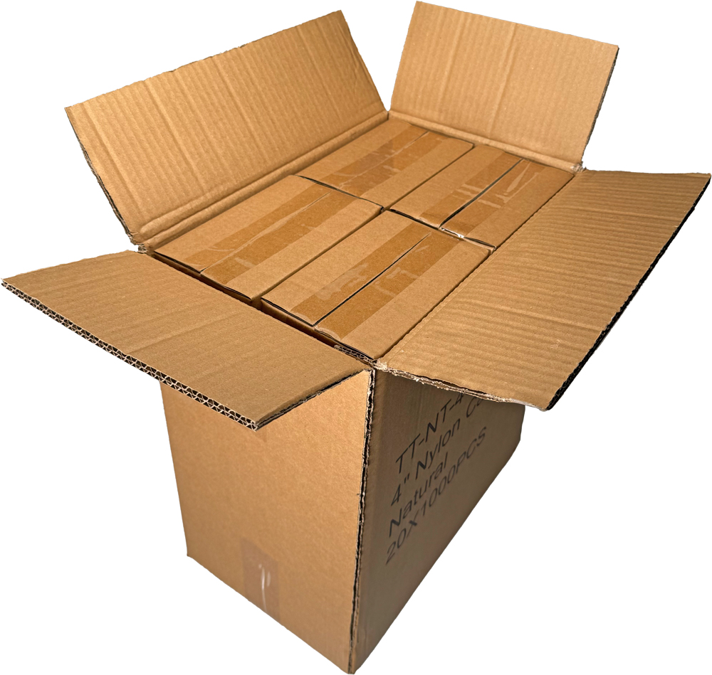 Master Case of 4 inch Nylon Clear Zip Ties - 18 pound tensile strength