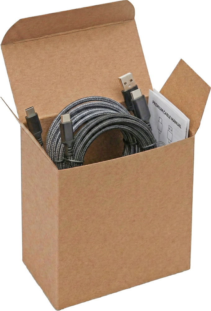 4 x 1 5/8 x 4 Kraft Reverse Tuck Folding Carton with Premium Charging Cables