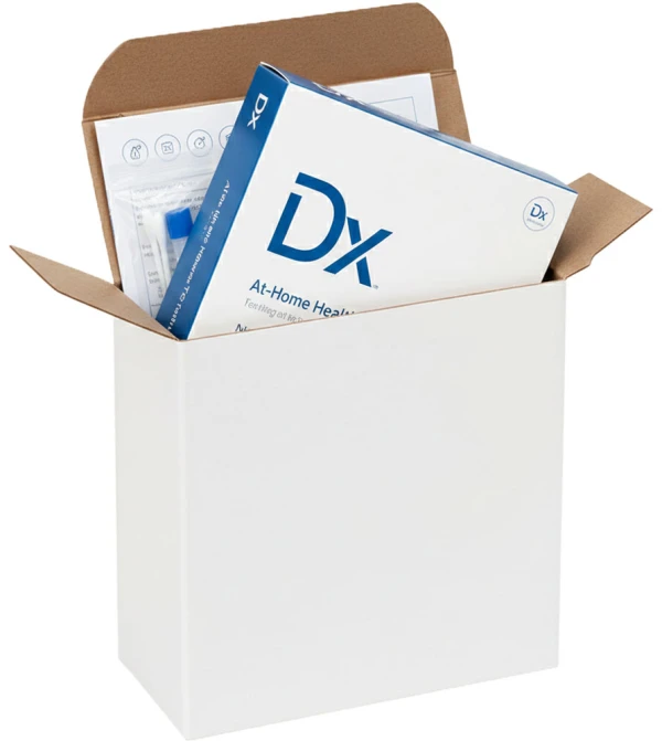 4 x 1 5/8 x 4 White Reverse Tuck Folding Carton with Diagnostic Test Kit Diagnostic Test Kit in a White Reverse Tuck Folding Carton - 4 x 1 5/8 x 4