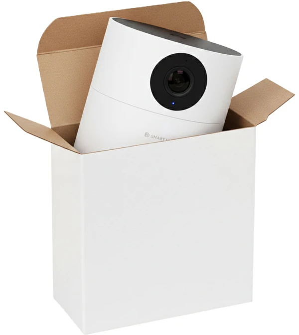 4 x 1 5/8 x 4 White Reverse Tuck Folding Carton with a Smart Home Sensor Smart Home Sensor in a White Reverse Tuck Folding Carton - 4 x 1 5/8 x 4