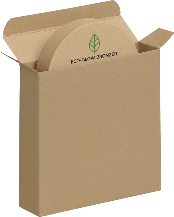 4 x 1 1/16 x 4 Kraft Reverse Tuck Folding Cartons with a Organic Container of Bronzer Organic Container of Bronzer in a 4 x 1 1/16 x 4 Kraft Reverse Tuck Folding Carton
